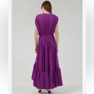 Erika Pena Purple Button-Down Maxi Multi Tiered Maxi Dress sz OS